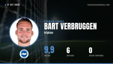 Bart Verbruggen, guarda-redes do Brighton, rating 9,9, 6 defesas