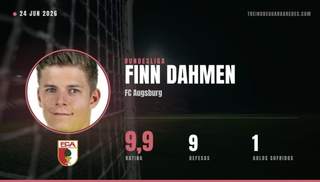 Finn Dahmen, guarda-redes do FC Augsburg, rating 9,9, 9 defesas