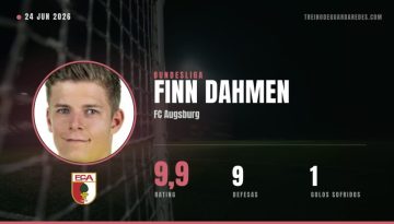Finn Dahmen, guarda-redes do FC Augsburg, rating 9,9, 9 defesas