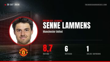 Senne Lammens, guarda-redes do Manchester United, rating 8,7, 6 defesas