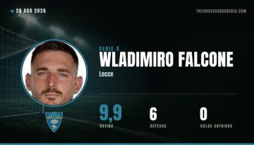 Wladimiro Falcone, guarda-redes do Lecce, rating 9,9, 6 defesas